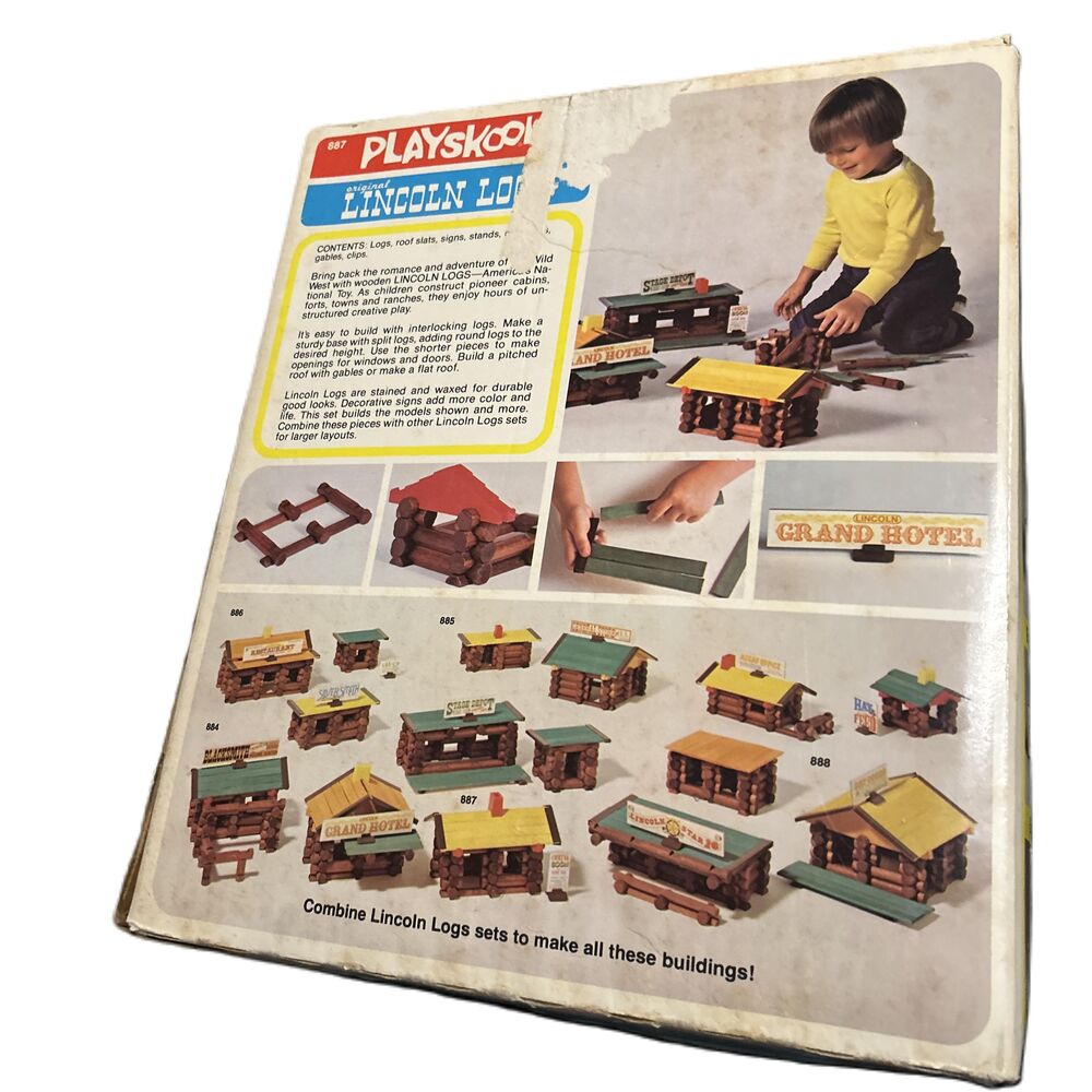 Playskool Lincoln Logs Original Set Building Wooden Logs Toy Set